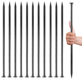 MIVIDE 12 Pack 16 Inch Black Rebar Stakes, 1/2 Inch Diameter, Galvanized Steel Ground Anchors, Heavy Duty Metal Rebar Stakes for Speed Bumps, Garden Plants, Wheel, Wood, Tent