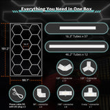 Litezone Hexagon Garage Lights, 14 Grids LED Garage Hexagon Lights with Rectangle Frame, 6500K Super Bright Honeycomb Lights for Garage, Warehouse, Car Detailing Shop, Exhibition Hall, Gym