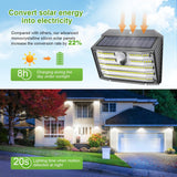 CLAONER Solar Lights Outdoor [𝟒 𝐏𝐚𝐜𝐤/126 LED], Wireless Motion Sensor Lights, IP65 Waterproof Security Lights 3 Modes, 270° Lighting Angle, Ultra-Bright Wall Lights for Deck Patio Fence Garage