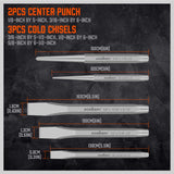 HORUSDY 16-Piece Punch and Chisel Set, Including Taper, Cold Chisels, Pin, Center
