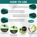 4 Pieces Plant Moisture Meter 3 in 1 Soil Moisture Meter for House Plants PH Tester Moisture Monitor for Gardening Indoor Outdoor Lawn Patio Farm Plants Care, No Battery Required (Green)