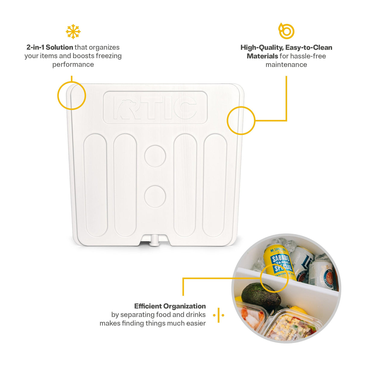 RTIC 65 QT Ultra-Tough Cooler Freezable Divider Insert Accessories Perfect for Organization, 65