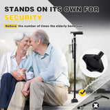 BeneCane Walking Cane for Women Folding Cane for Men with Two Led Lights Quad Cane with Stable Base Lightweight and Adjustable Walking Stick