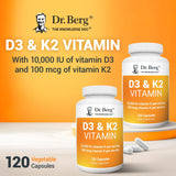 2 Pack Dr. Berg Vitamin D3 K2 w/MCT Powder - Includes 10,000 IU of Vitamin D3, 100 mcg MK7 Vitamin K2, Purified Bile Salts, Zinc & Magnesium for Ultimate Absorption - K2 D3 Vitamin Supplement - 120 Capsule