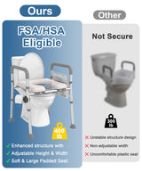 HOMLAND Raised Toilet Seat with Handles, Toilet Seat Riser for Seniors with Adjustable Height & Width, FSA HSA Eligible 400lb Handicap Elevated Toilet Seat for Elderly, Pregnant, Fit Any Toilet