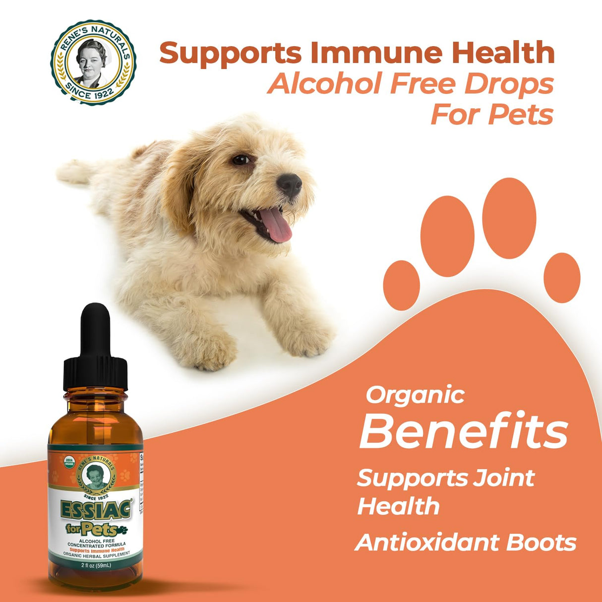 Essiac for Pets | USDA Organic | Daily Drops for Immune Support and Longevity | Pre-Measured Dropper | Alcohol Free Concentrated Formula | 2oz (59ml)