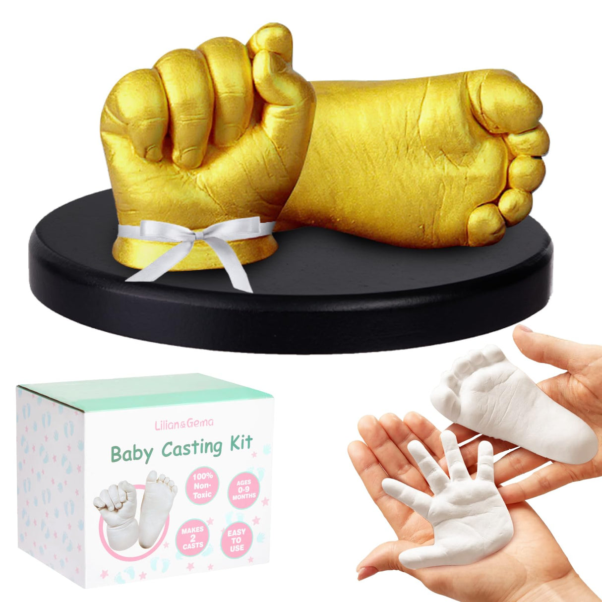 Lilian&Gema Baby Casting Kit Hands and Feet, Newborn Keepsake Foot Hand Mold Kit, Plaster Hand Mold Casting Kit for Babies 0-6 Months, Perfect for First Birthday, New Mom Baby Christmas Gift