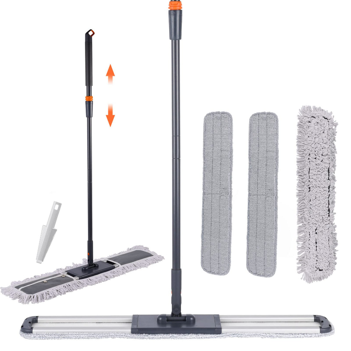 Flat Mop for Cleaning Floors Heavy Duty Microfiber Wet Mop Deep Cleaning for Hardwood, Tile & Laminate, Includes 4 Reusable Washable Pads and Adjustable Long Handle (36 in Mop Set)