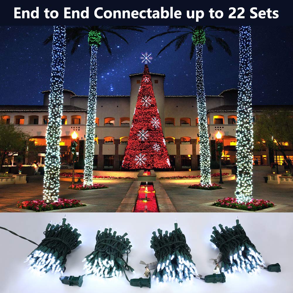 Brizled Christmas Tree Lights, 2 Pack 33ft 100 LED Christmas Lights, 120V UL Certified Connectable Xmas Light Indoor Outdoor, Clear Mini Light for Xmas, Tree, Home, Holiday, Green Wire, Bright White