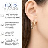 Hoops & Loops 925 Sterling Silver Intertwined Round Hoop Earrings for Women, Two-Tone Layered Trendy Double Square-Tube Hypoallergenic Click-Top Hoops, 20mm - Two-Tone Silver & Yellow Gold