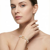 Merlinae 18K gold plated Copper , initial letter bright gold chain designer jewelry bracelet, double-layered star-shaped and letter decorated bracelet, luxurious style, adjustable wrist length, suitable for women to wear