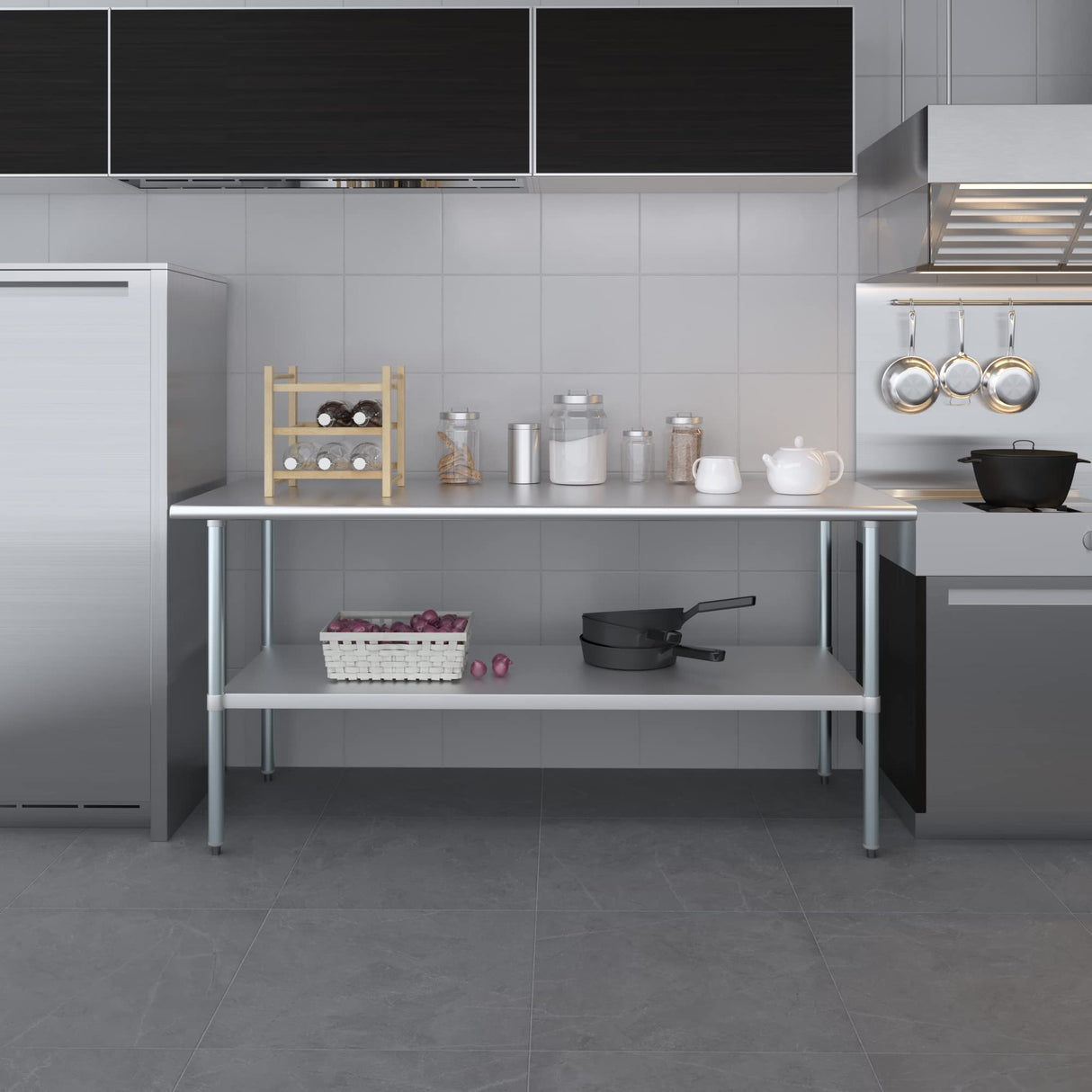AmGood 30 in. x 72 in. Stainless Steel Work Table | Metal Kitchen Food Prep Table | NSF