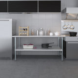 AmGood 30 in. x 72 in. Stainless Steel Work Table | Metal Kitchen Food Prep Table | NSF