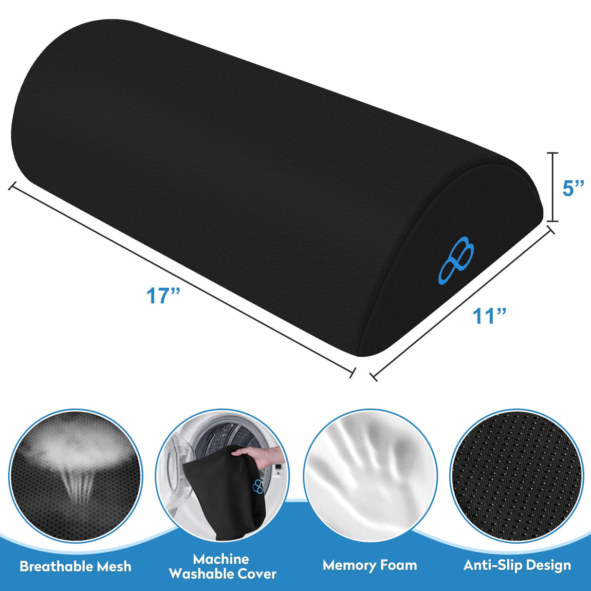 StepLively Foot Rest Ergonomic Pillow for Under Desk at Work, Anti-Fatigue Footrest Support Pillow for Fatigue & Pain Relief, Comfortable for Office Chair, Car Seat & Gaming Chair - Black