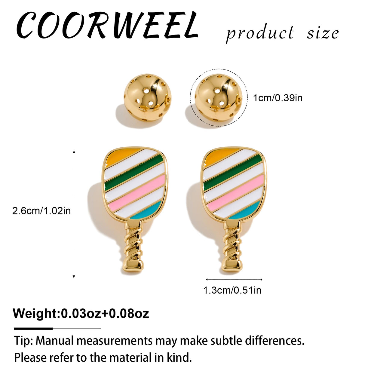 COORWEEL Sports Themed Pickleball Stud Earrings for Women Jewelry Gifts