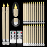 LED Flameless Taper Candles, 10.6 Inch, Set of 24, 2AA Battery Operated with Remote Control, Timer Function, Halloween, Christmas and Wedding Banquet Table Center Decoration, Ivory White (24)