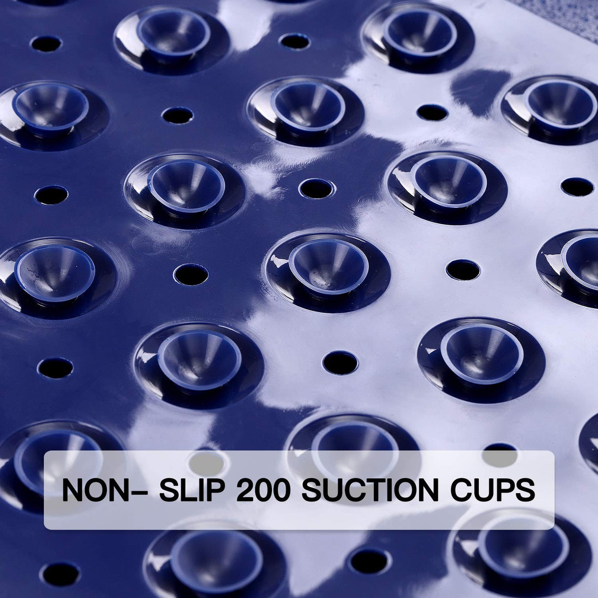 YINENN Bath and Shower Safety Mats 40x16 inch, Non Slip with Suction Cups for Bathroom Stall and Tub Floor, Extra Large and Machine Washable, Drain Holes Keep Bathtub Clean, Dark Blue