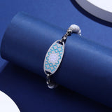 JFJEWER Medical Alert Bracelets for Women Free Engraving, Personalized Customizable ID Bracelet, White Turquoise Beaded Emergency Bracelets - Style 6