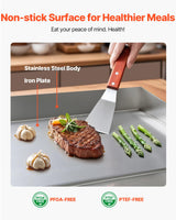 VEVOR Commercial Electric Griddle, 21 x 11.8 inch, 1750W, 122-570°F Adjustable Temp Control, Stainless Steel Countertop Flat Top Grill with 2 Spatulas, 2 Brushes and 4 Foot Pads, for Steak, Pancake