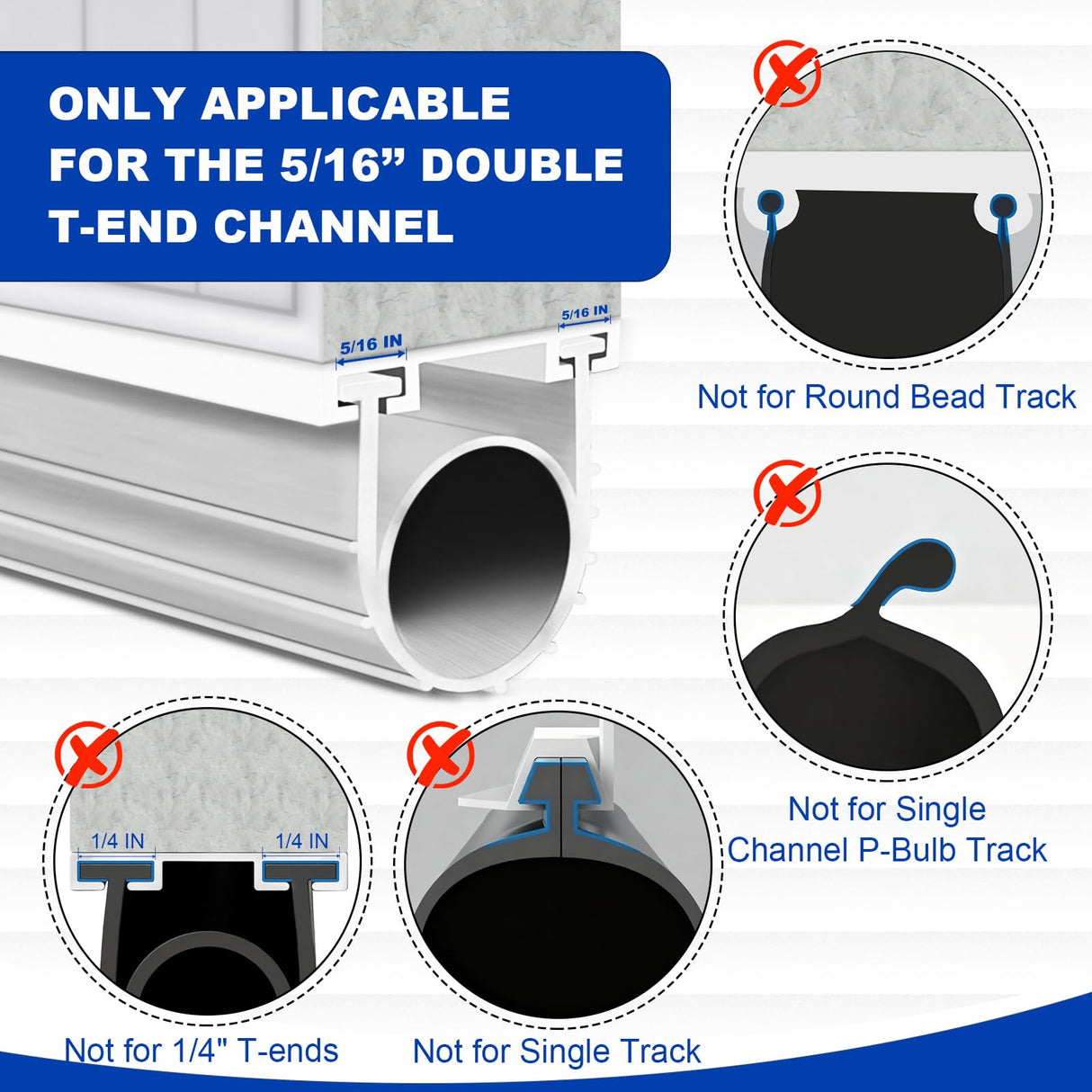 DGSL Garage Door Seals Bottom Rubber Weather Stripping Sealing Strip Replacement, Universal Weatherproof Threshold Buffering (20 Ft, White)