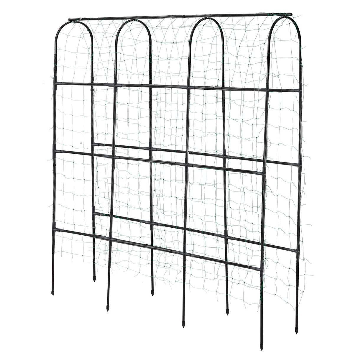 SUMGROW 6 ft Tall, Garden Trellis for Climbing Plants Outdoor with Nylon Net for Cucumbers Vines Beans Raised Bed - Lightweight Metal, Black