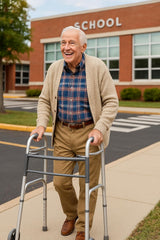Dr. Dunley Lightweight Aluminum Walker with 5" Wheels, FSA/HSA Eligible, Easy Push-Button Mechanism