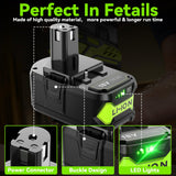Upgraded 8.0Ah 2Packs P108 18V Battery Compatible with Ryobi 18V ONE+ Battery Replacement P102 P103 P104 P105 P107 P109 P122 PBP002 PBP003 PBP004 PBP005 RB18L50 Cordless Tool Batteries with Indicator
