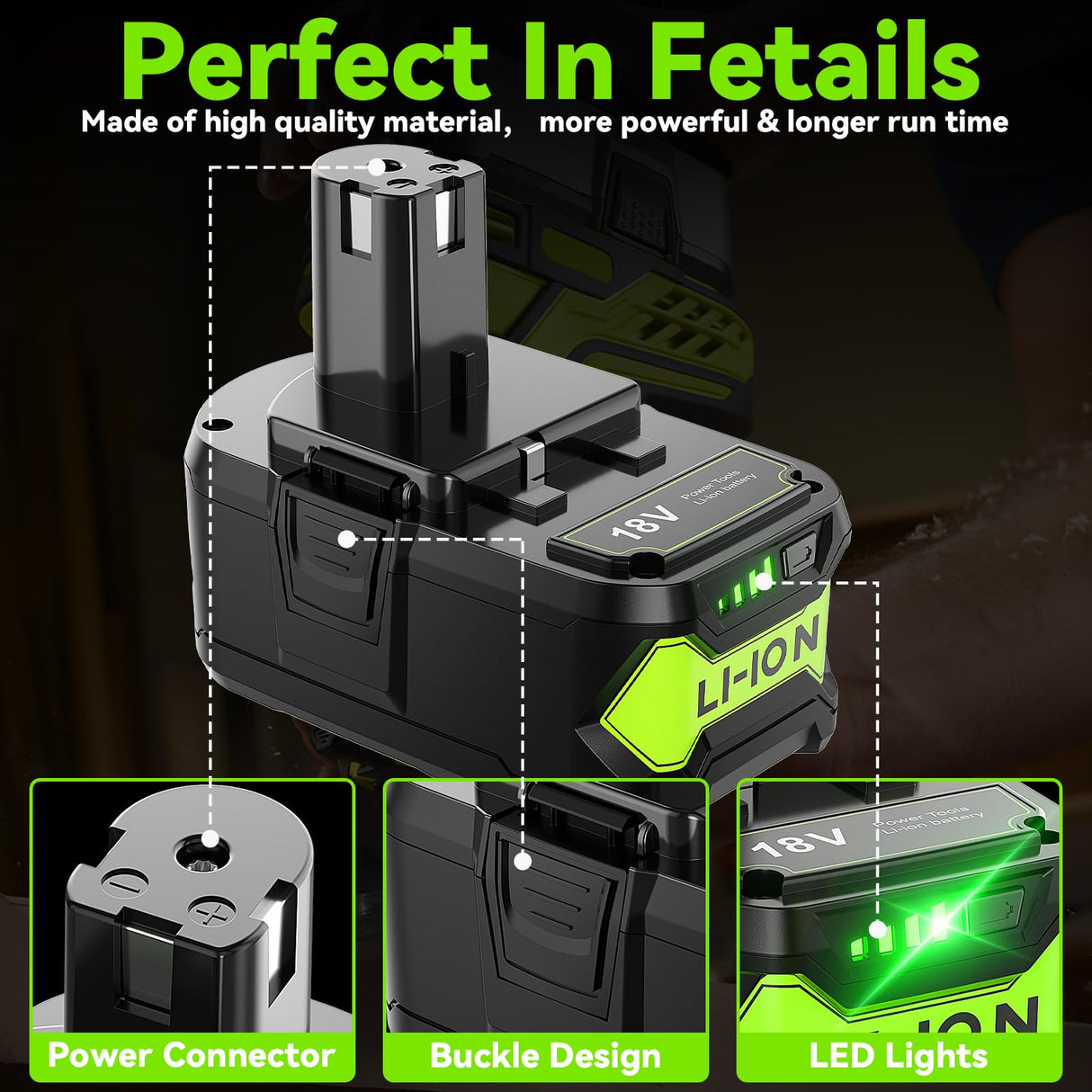 Upgraded 8.0Ah 2Packs P108 18V Battery Compatible with Ryobi 18V ONE+ Battery Replacement P102 P103 P104 P105 P107 P109 P122 PBP002 PBP003 PBP004 PBP005 RB18L50 Cordless Tool Batteries with Indicator