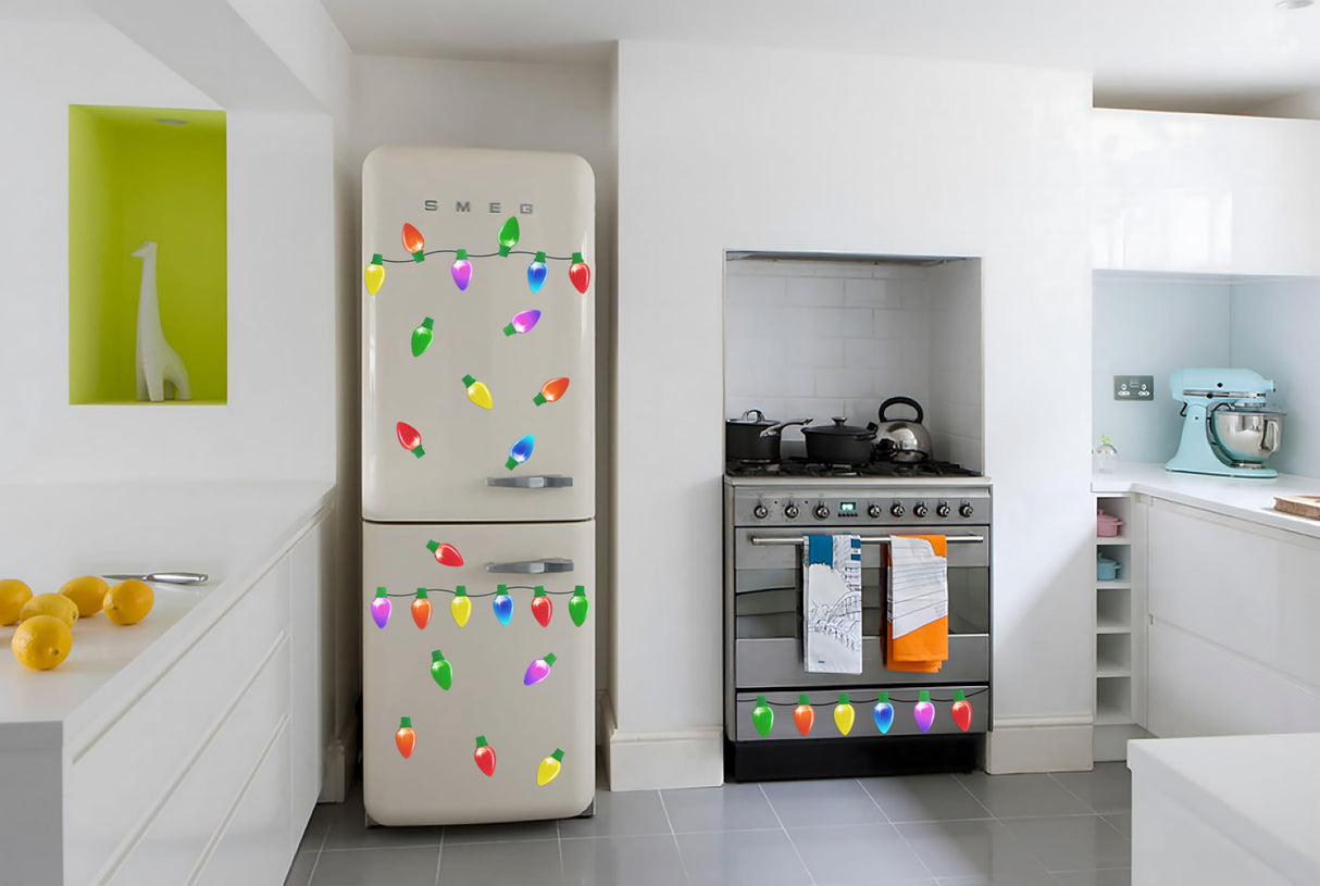 190PCS Christmas Car Refrigerator Decorations - 90 Reflective Bulb Light Shaped Magnets 100 Magnetic Wires Ornaments Set Xmas Holiday Cute Decor