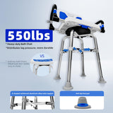 Swive Shower Chair with Arms and Back Heavy Duty 500 lbs for Seniors Elderly Disabled or Bariatric Adults Bench Seat for Inside Shower Stall and Bathroom Bath Tub Seats Adjustable Stool