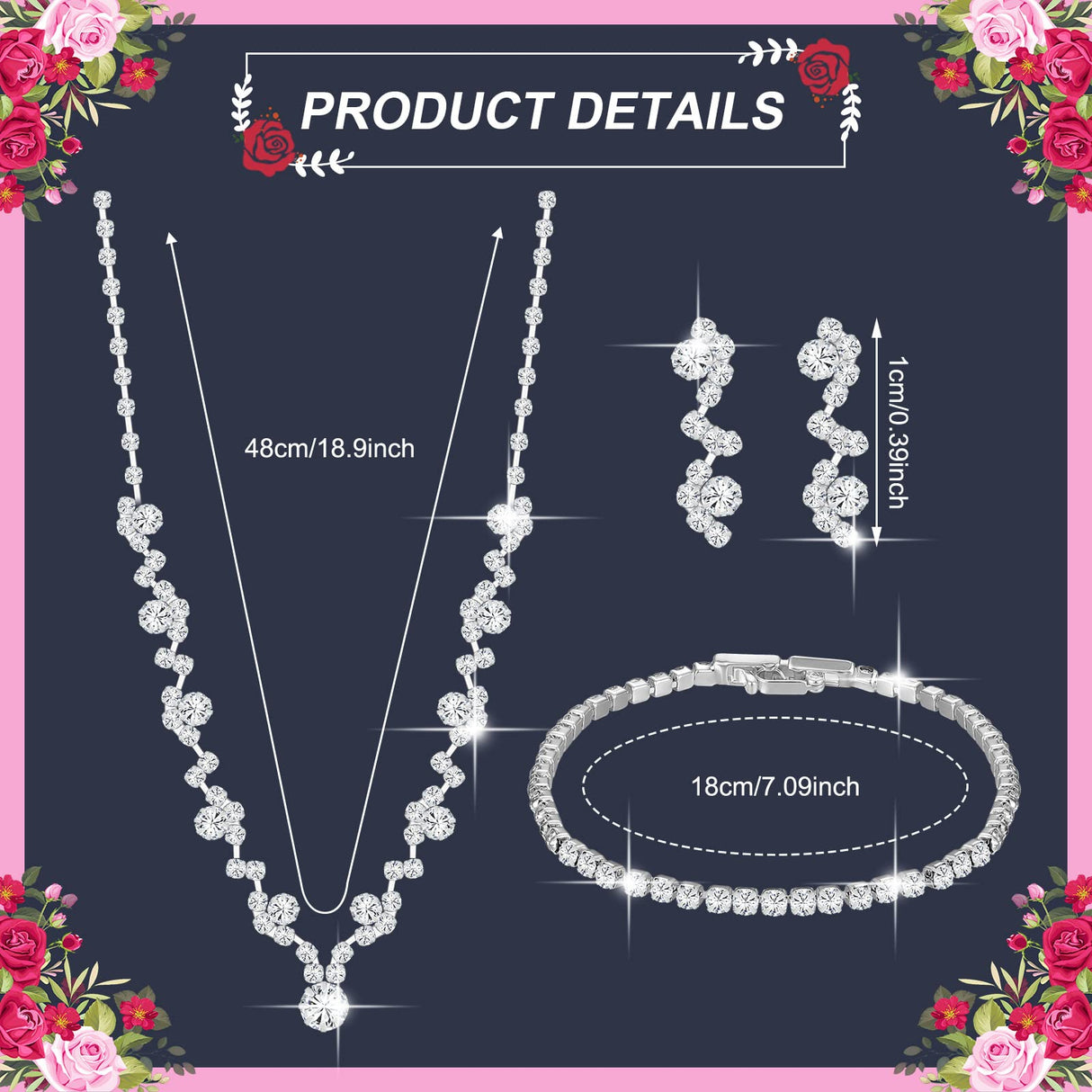 Yinkin 6 Pcs Bridesmaid Jewelry Set Necklace Earring Bracelet,Fresh