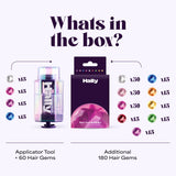 Hally Hair Gem Pen Kit with 240 Stick-On Hair Gems and Stamper Tool