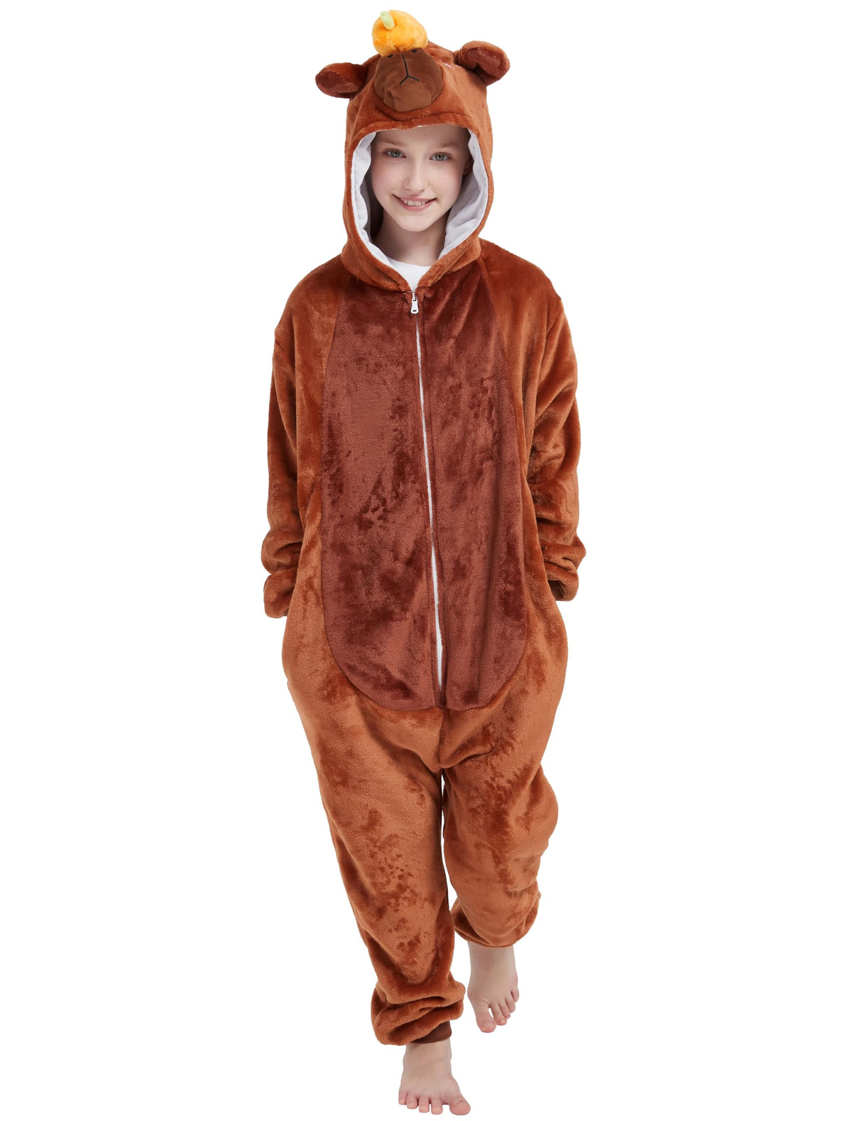 ABENCA Capybara Onesie Kids Costume Animal Girls One Piece Pajamas Cosplay Halloween Christmas.130