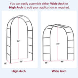 Garden Arch, Outdoor Flower Garden Arch Trellis, Sturdy Steel Arbor for Climbing Plants, Wedding Decoration, 7'8" H x 4'5" W, Dark Green
