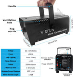 VIRFUN Fog Machine, Smoke Machine with Remote Control for Halloween, Party