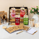 42 Pcs/6 Sets Employee Appreciation Gifts Bulk - Includes 16oz Glass Cups with Bamboo Lid, Positive Crochet, Inspirational Notebooks with Pens, Kraft Paper Gift Bags & Straw - Thank You Gifts for Coworkers, Teachers, Staff & Team