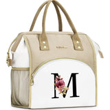 BAGNN Initial Lunch Bag Women, Cooler Insulated Lunch Box for Girls, Large Adult Leakproof Lunch Box for Picnic Work, Personalized Tote Bag, Birthday Gifts/Christmas Day Gifts, Letter M.