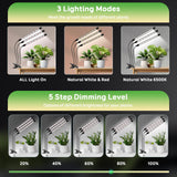 SDOVUERC Tri-Heads Grow Lights for Indoor Plants, Full Spectrum Plant Lights for Indoor Growing with Adjustable 360° Gooseneck, 6/12/18H Timer & Dimming for Seedlings(Pack 2)