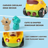 QPOU 2-Pack Remote Control Dinosaur Toy Car for Kids - Birthday Gifts for Boys Toddlers Ages 18+ Months, 2 3 4 5 Year Old, Dino RC Vehicle with Lights and Music