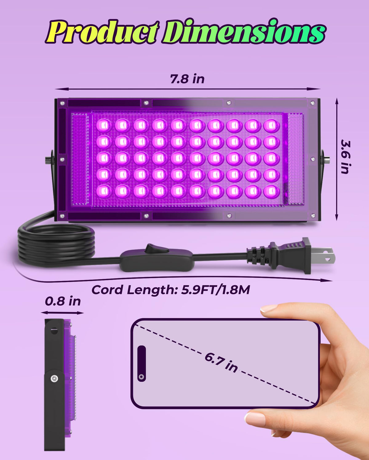 2 Pack 50W LED Black Light, Waterproof Blacklight for Glow Party, Halloween