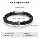 Jewelstruck Fathers Day Custom Bracelet for Men Personalized Leather Bracelets Customized Beads Engraved 1-8 Birthstone Names Jewelry Gifts for Men Husband Christmas Valentines