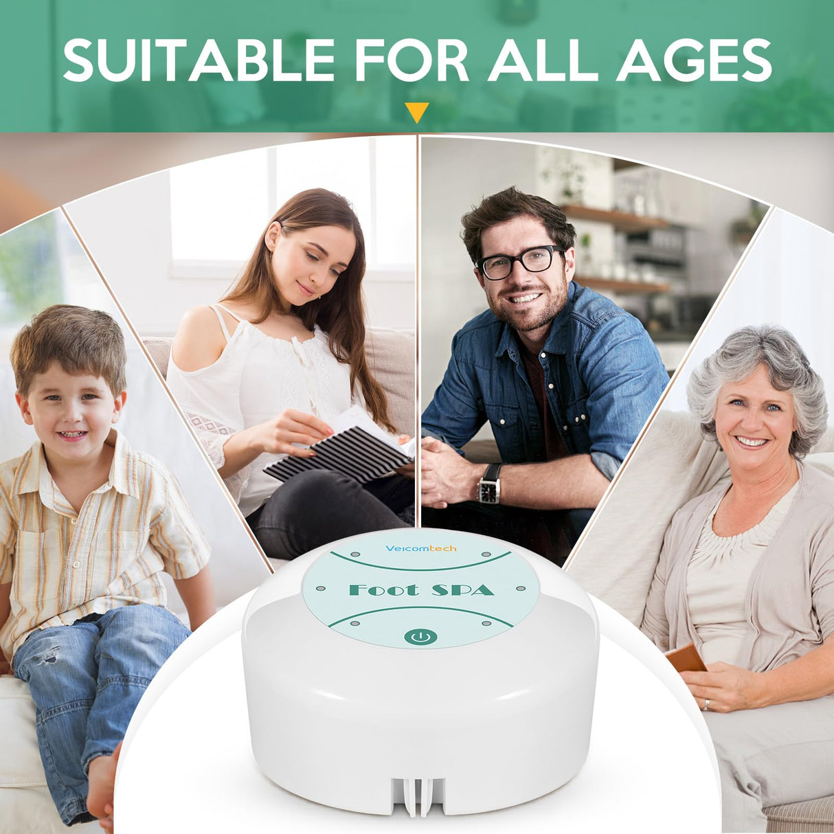 Veicomtech Ionic Foot Bath Detox Machine, Ion Cleanse for Home Use, Salon, Beauty SPA Club (2 Arrays, 100 Liners) Green