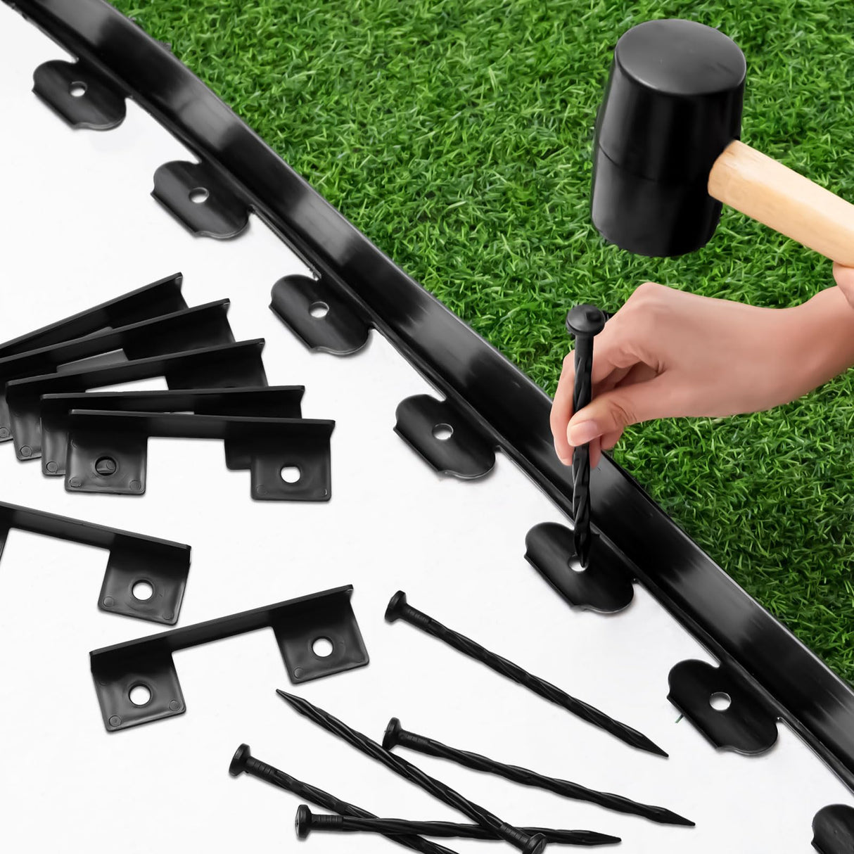 Sasylvia 2.5 Inch x 200 FT Landscape Edging Kit Garden Edging Border with 120 Spikes 10 Connectors Flexible Plastic Edge Border for Landscaping Lawn Garden Flower Beds Yard Paver Pathway(Black)
