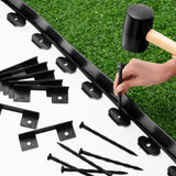 Sasylvia 2.5 Inch x 200 FT Landscape Edging Kit Garden Edging Border with 120 Spikes 10 Connectors Flexible Plastic Edge Border for Landscaping Lawn Garden Flower Beds Yard Paver Pathway(Black)