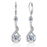 Silver Moissanite Dangle Earrings Leverback Drop for Women Jewelry Gifts