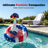 TAQIYEZ Hawaiian Porch Goose Outfit with Sunglasses & Wreath, 4th of July Patriotic Goose Bikini Outfits for Lawn Patio Outdoor Decor