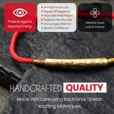 Buddha & Karma Tibetan Red String Bracelet - Handmade Buddhist Lucky Charm for Protection, Good Fortune & Positive Energy - Spiritual Bracelet for Men & Women - Adjustable Bracelets for Daily Wear - Gold