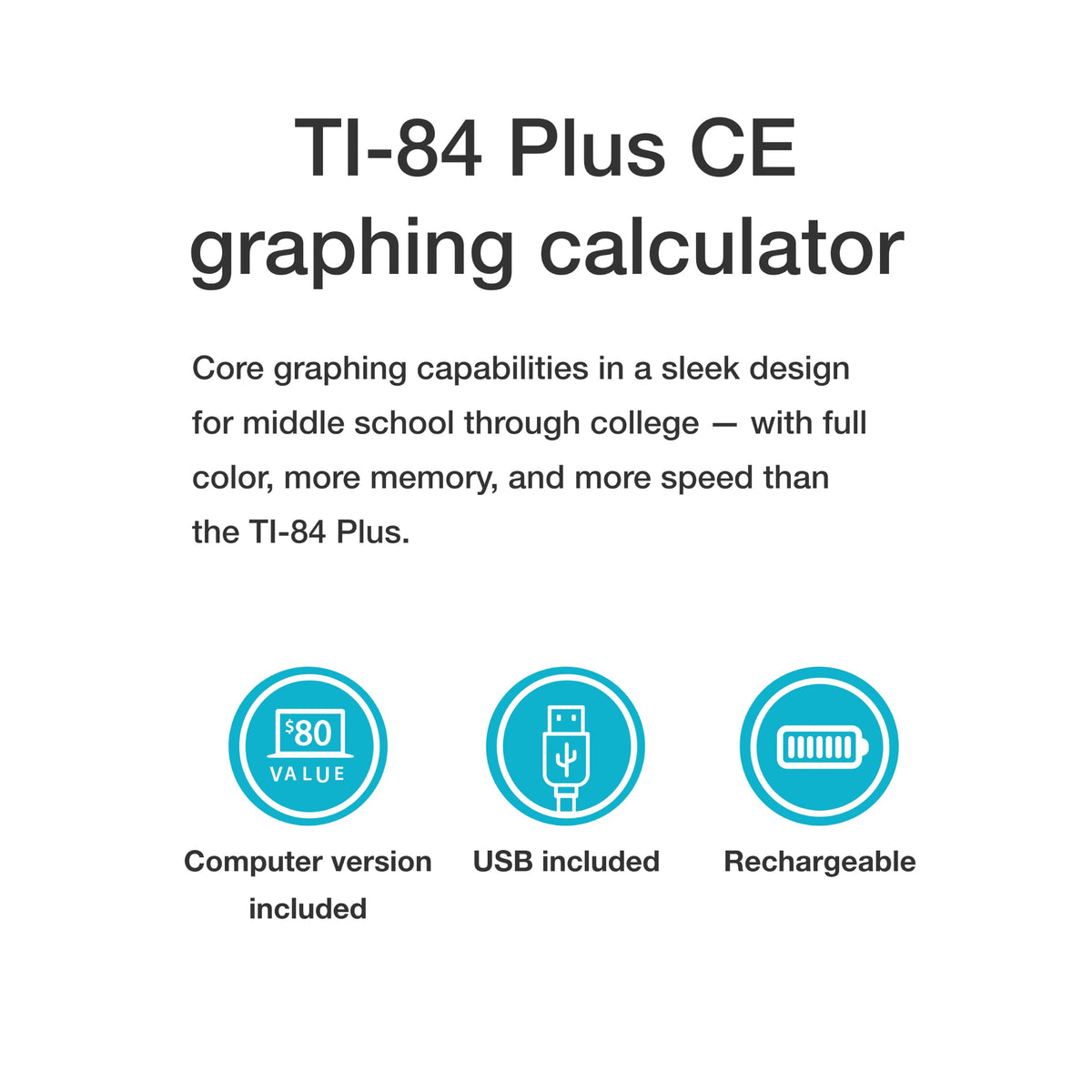 Texas Instruments TI-84 Plus CE Color Graphing Calculator, Black