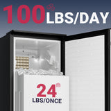 ICYGLEE Commercial Under Counter Ice Maker Machine, 100Lbs/Day with 24lbs Storage, Built-in Freestanding Ice Maker, Auto-Cleaning, 24H Timer, for Commercial & Home Use. (Stainless)