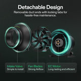 VIVOSUN M4 4-Inch Inline Duct Fan, 195 CFM Ventilation Fan with EC Motor, Adjustable Speed, Energy-efficient Vent Blower for HVAC, Grow Tent, Hydroponics